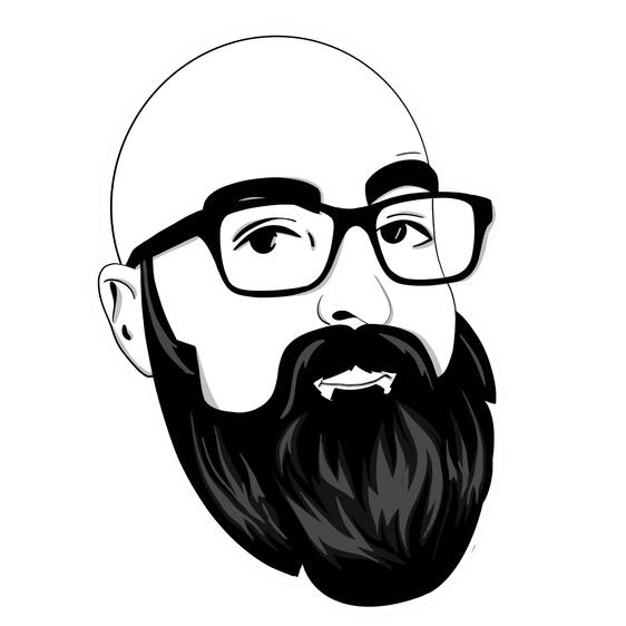 Graphic image headshot of Aaron, cofounder of Bald Commerce.